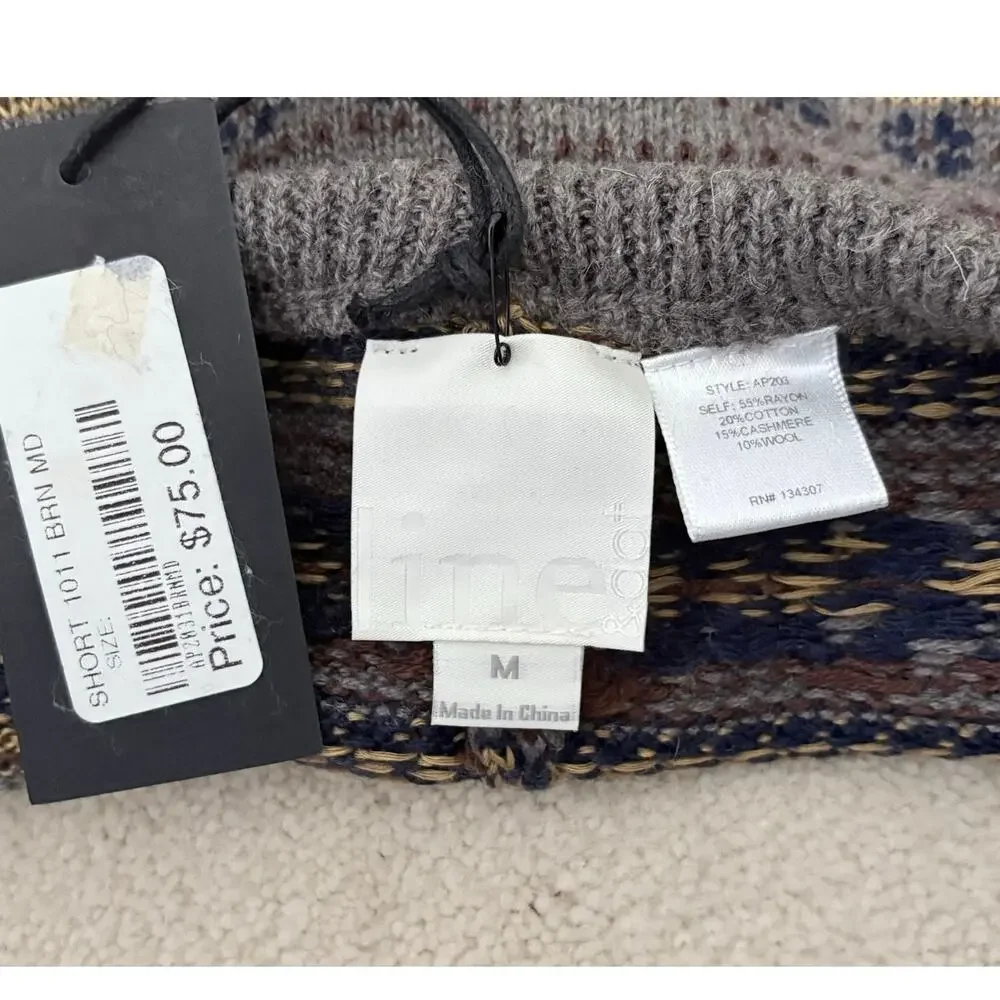 NWT Line & Dot Cotton Cashmere Wool Fair Isle Sweater Shorts Women's Size M - Picture 4 of 6